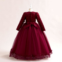 Бордовое праздничное платье для девочек NPL430-5